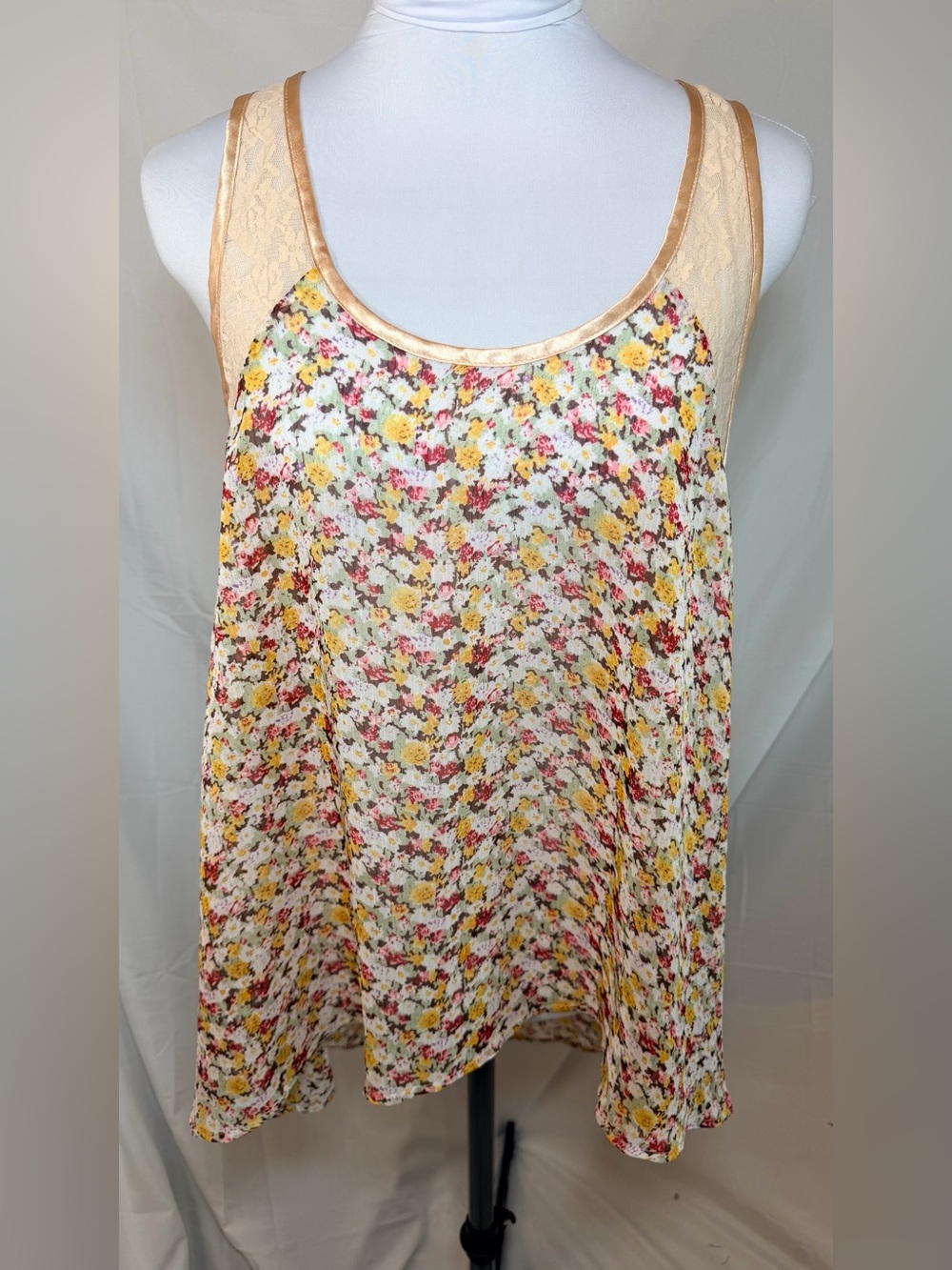 Free People Hi-Lo Sheer Lacey Tank Top/Tunic